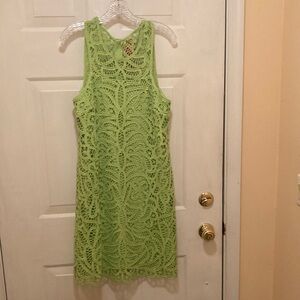 Lilly Pulitzer Siesta shift dress, crocheted, size 10, matcha green NWT